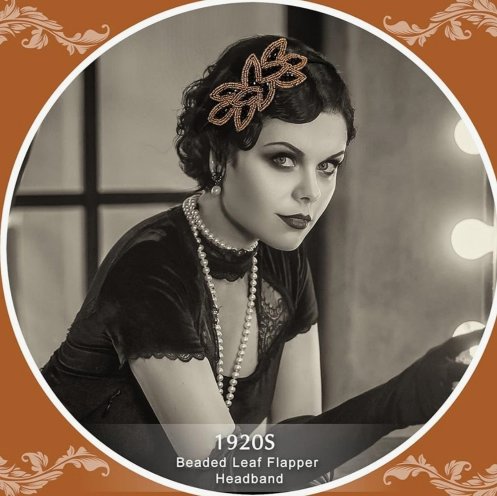Beaded Leaf Flapper Style Headband 2 For $25